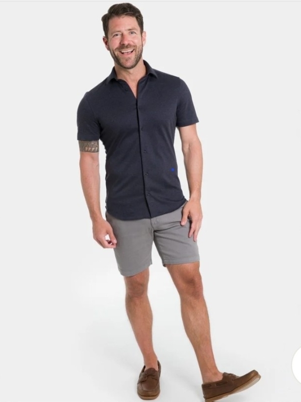 Ash & Erie Men's Casual Short Sleeve Button-Down Shirt - Indigo